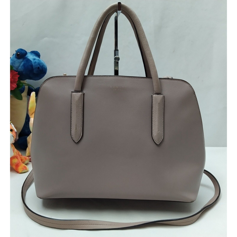 Radley London Gray Leather Double Handles Zipper Closure Satchel Bag